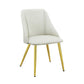 Set of Two White and Gold Upholstered Faux Leather And Metal Dining Side Chairs
