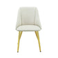 Set of Two White and Gold Upholstered Faux Leather And Metal Dining Side Chairs