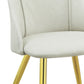 Set of Two White and Gold Upholstered Faux Leather And Metal Dining Side Chairs