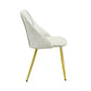 Set of Two White and Gold Upholstered Faux Leather And Metal Dining Side Chairs