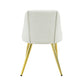 Set of Two White and Gold Upholstered Faux Leather And Metal Dining Side Chairs
