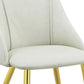 Set of Two White and Gold Upholstered Faux Leather And Metal Dining Side Chairs