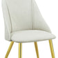 Set of Two White and Gold Upholstered Faux Leather And Metal Dining Side Chairs
