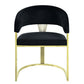 Black and Gold Upholstered Velvet Partially Open Back Dining Side Chair