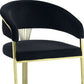 Black and Gold Upholstered Velvet Partially Open Back Dining Side Chair