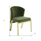 Set of Two Green and Gold Upholstered Velvet And Steel Wing Back Dining Side Chairs
