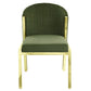 Set of Two Green and Gold Upholstered Velvet And Steel Wing Back Dining Side Chairs