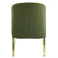 Set of Two Green and Gold Upholstered Velvet And Steel Wing Back Dining Side Chairs