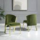Set of Two Green and Gold Upholstered Velvet And Steel Wing Back Dining Side Chairs
