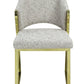 Beige and Gold Upholstered Boucle Wing Back Dining Side Chair
