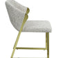 Beige and Gold Upholstered Boucle Wing Back Dining Side Chair