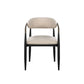 Set of Two Beige And Black Upholstered Fabric Open Back Dining Arm Chairs