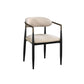 Set of Two Beige And Black Upholstered Fabric Open Back Dining Arm Chairs
