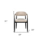 Set of Two Beige And Black Upholstered Fabric Open Back Dining Arm Chairs