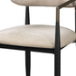 Set of Two Beige And Black Upholstered Fabric Open Back Dining Arm Chairs