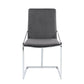 Set of Two Gray and Silver Upholstered Velvet And Metal Dining Side Chairs