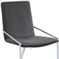 Set of Two Gray and Silver Upholstered Velvet And Metal Dining Side Chairs