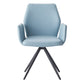 Light Blue and Black Upholstered Leather Dining Side Chair