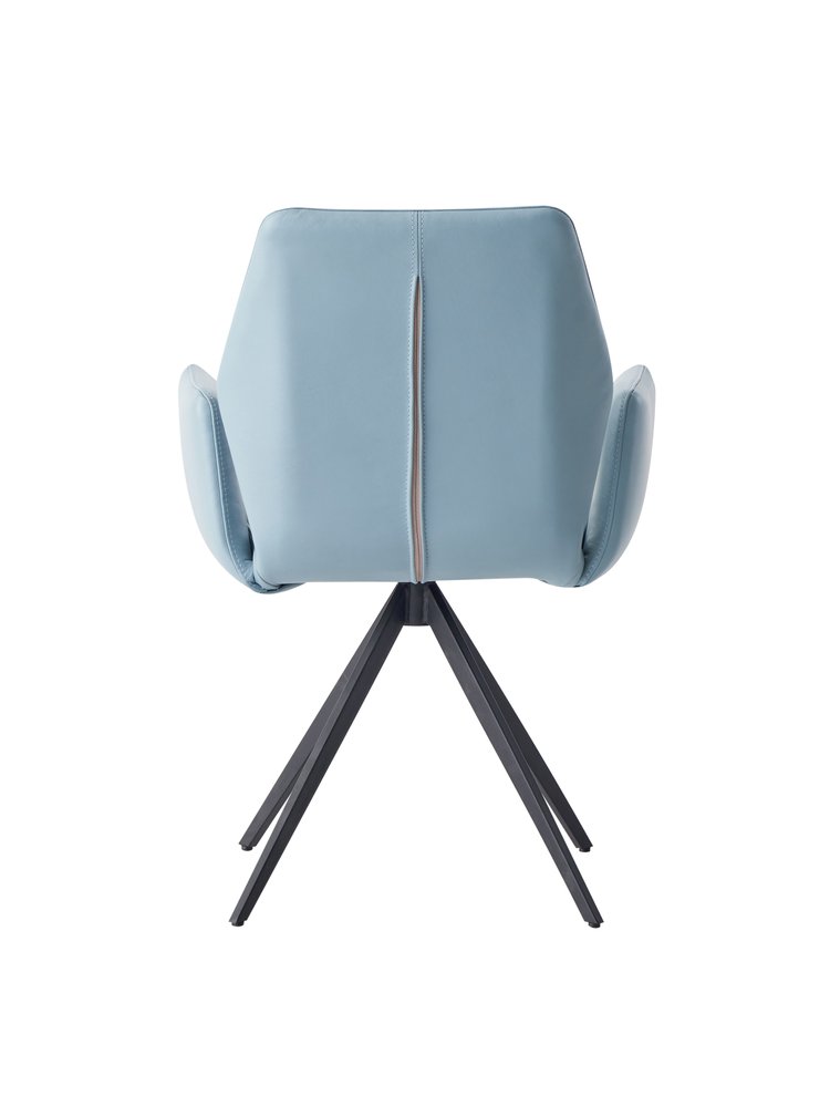 Light Blue and Black Upholstered Leather Dining Side Chair