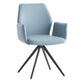 Light Blue and Black Upholstered Leather Dining Side Chair
