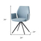 Light Blue and Black Upholstered Leather Dining Side Chair