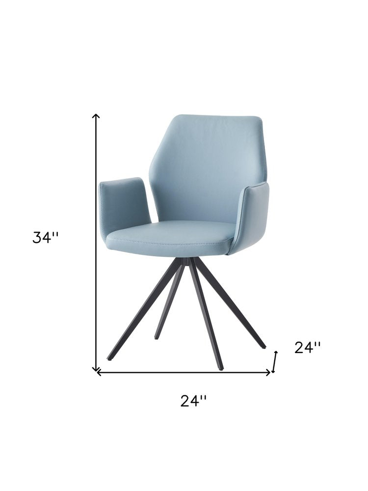 Light Blue and Black Upholstered Leather Dining Side Chair