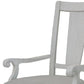 Set of Two Light Gray and White Upholstered Linen And Solid Wood Open Back Dining Arm Chairs