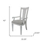 Set of Two Light Gray and White Upholstered Linen And Solid Wood Open Back Dining Arm Chairs
