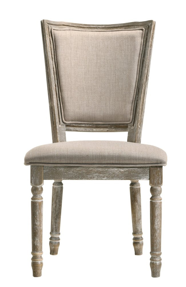 Set of Two Gray Upholstered Fabric And Solid Wood Dining Side Chairs