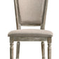 Set of Two Gray Upholstered Fabric And Solid Wood Dining Side Chairs