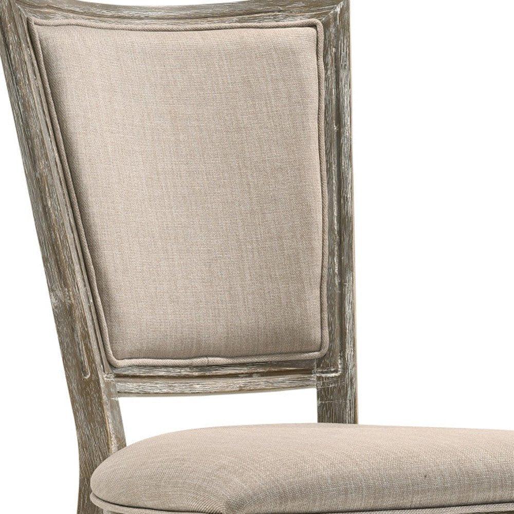 Set of Two Gray Upholstered Fabric And Solid Wood Dining Side Chairs