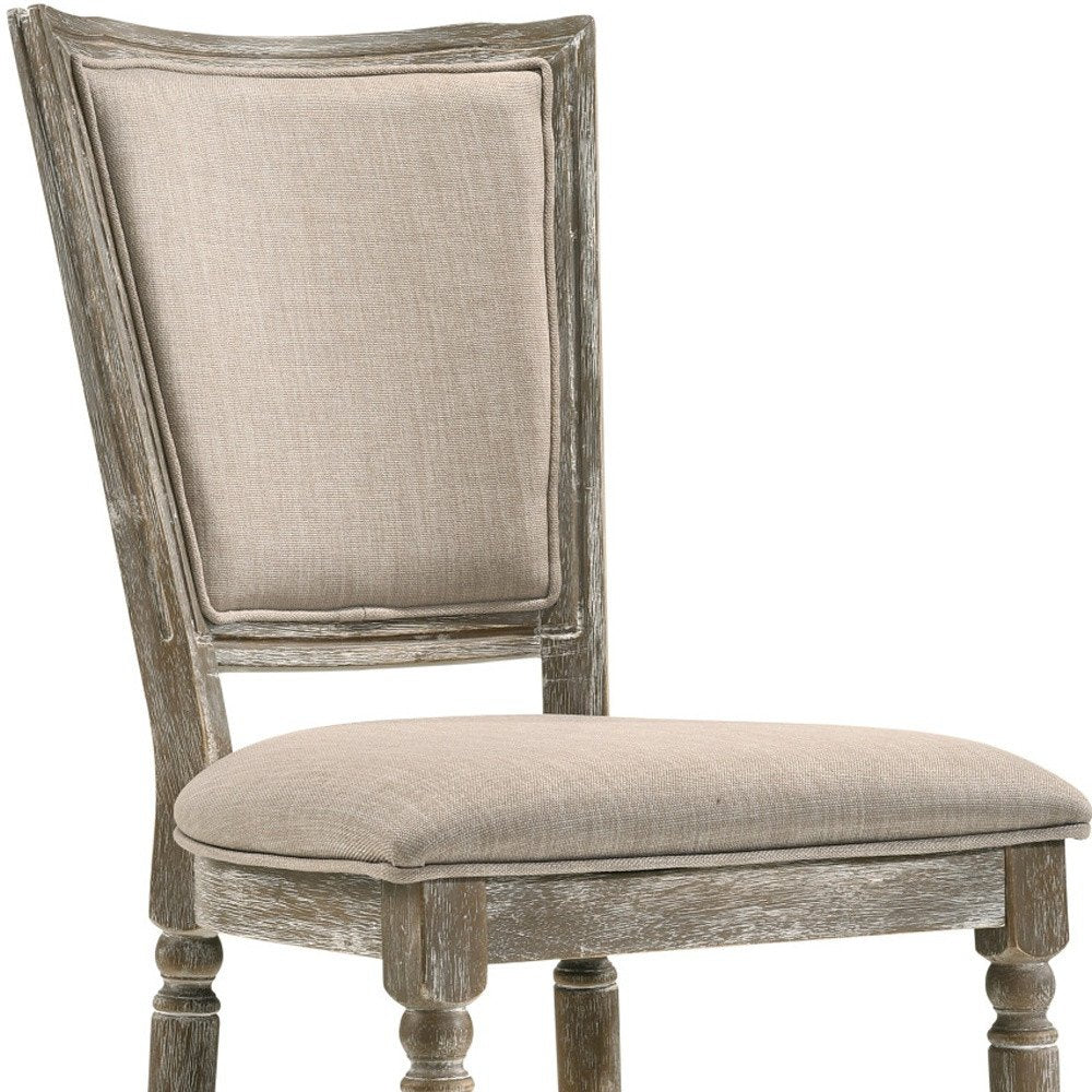 Set of Two Gray Upholstered Fabric And Solid Wood Dining Side Chairs