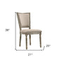 Set of Two Gray Upholstered Fabric And Solid Wood Dining Side Chairs