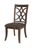 Set of Two Brown and Dark Brown Upholstered Microfiber Dining Side Chairs