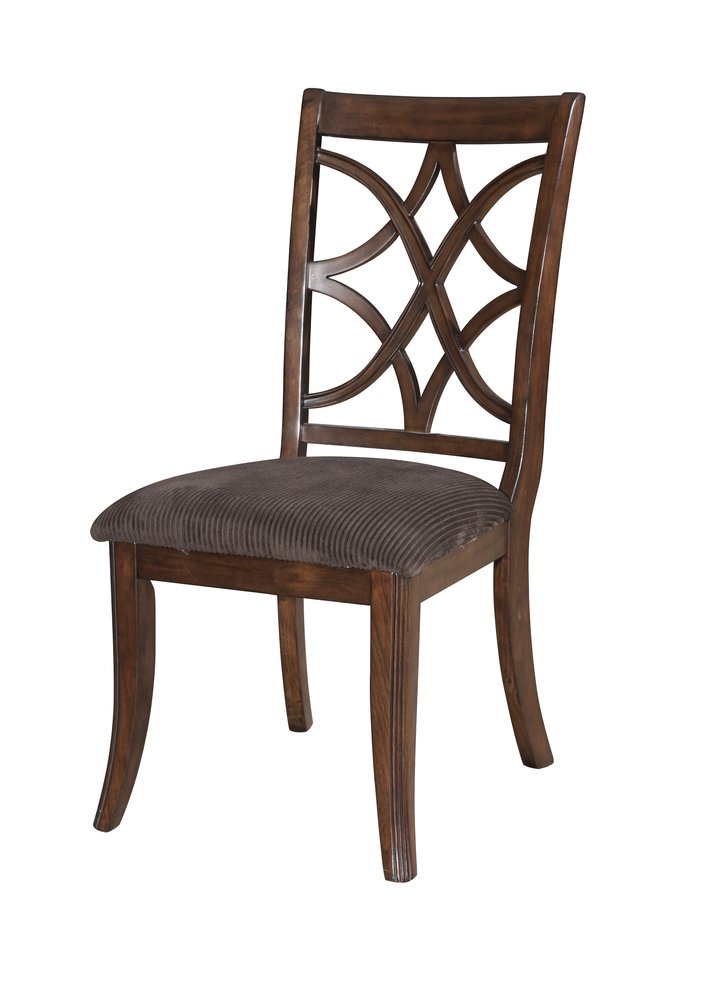 Set of Two Brown and Dark Brown Upholstered Microfiber Dining Side Chairs
