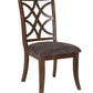 Set of Two Brown and Dark Brown Upholstered Microfiber Dining Side Chairs