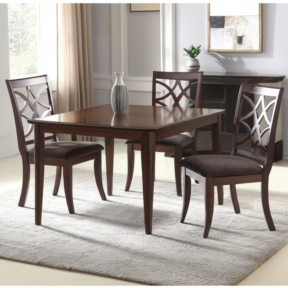 Set of Two Brown and Dark Brown Upholstered Microfiber Dining Side Chairs