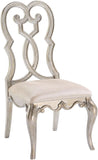 Set of Two Ivory and Champagne Upholstered Velvet And Solid Wood Dining Side Chairs