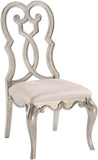Set of Two Ivory and Champagne Upholstered Velvet And Solid Wood Dining Side Chairs
