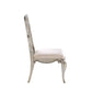 Set of Two Ivory and Champagne Upholstered Velvet And Solid Wood Dining Side Chairs
