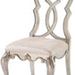Set of Two Ivory and Champagne Upholstered Velvet And Solid Wood Dining Side Chairs