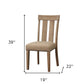 Set of Two Natural and Brown Upholstered Fabric And Solid Wood Slat Back Dining Side Chairs