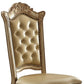 Set of Two Tufted Bone and Brass Upholstered Faux Leather And Wood Dining Side Chairs