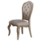 Set of Two Tufted Beige and Taupe Upholstered Fabric And Solid Wood Dining Side Chairs