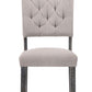 Set of Two Tufted Gray Upholstered Linen And Solid Wood Open Back Dining Side Chairs