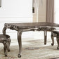 Set of Two Silver and Platinum Upholstered Faux Leather And Solid Wood King Louis Back Dining Side Chairs