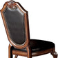 Set of Two Black and Redwood Upholstered Faux Leather And Solid Wood Dining Side Chairs