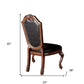 Set of Two Black and Redwood Upholstered Faux Leather And Solid Wood Dining Side Chairs