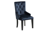 Tufted Dark Blue and Black Upholstered Velvet Dining Parsons Chair