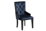 Tufted Dark Blue and Black Upholstered Velvet Dining Parsons Chair